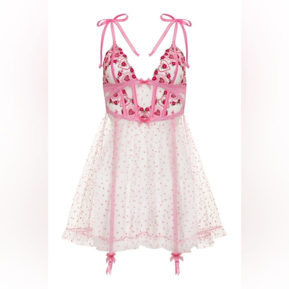 Whimsical Garden Slip Dress and Thong Panty Set - Picture 5 of 7